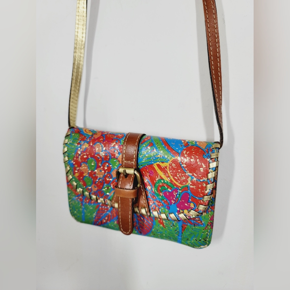 Patricia Nash Tropical Print Leather Crossbody Bag